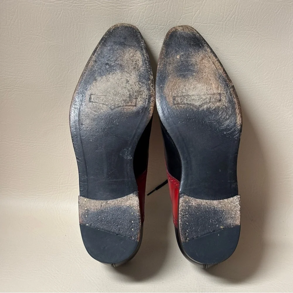 J. Fitzpatrick Stefano Redux Red/Black calf Saddle Shoes Size 11E
